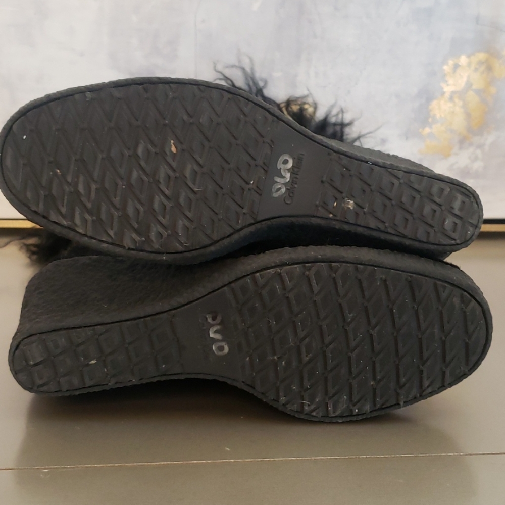 NWOT Calvin Klein Black Suede/Pony Hair Boots 8 - Picture 4 of 8